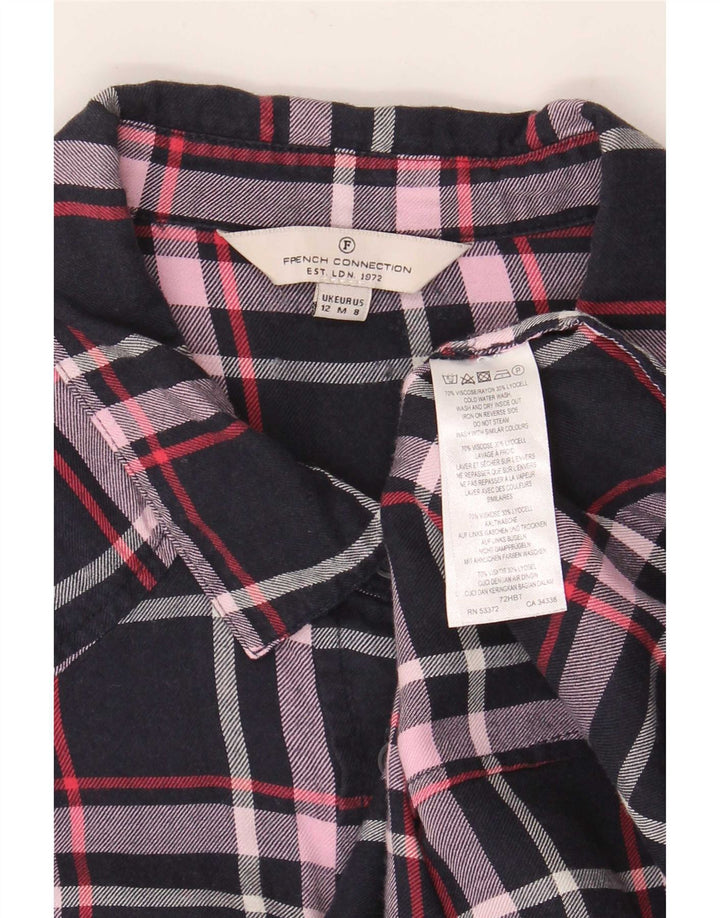 Camisa para mujer French Connection UK 40 Medium Azul marino Check Viscosa