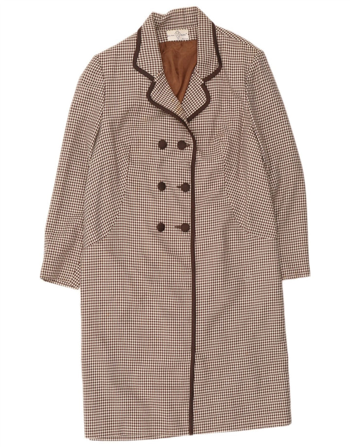 Abrigo de doble botonadura para mujer de Alta Moda UK 8 Small Brown Houndstooth