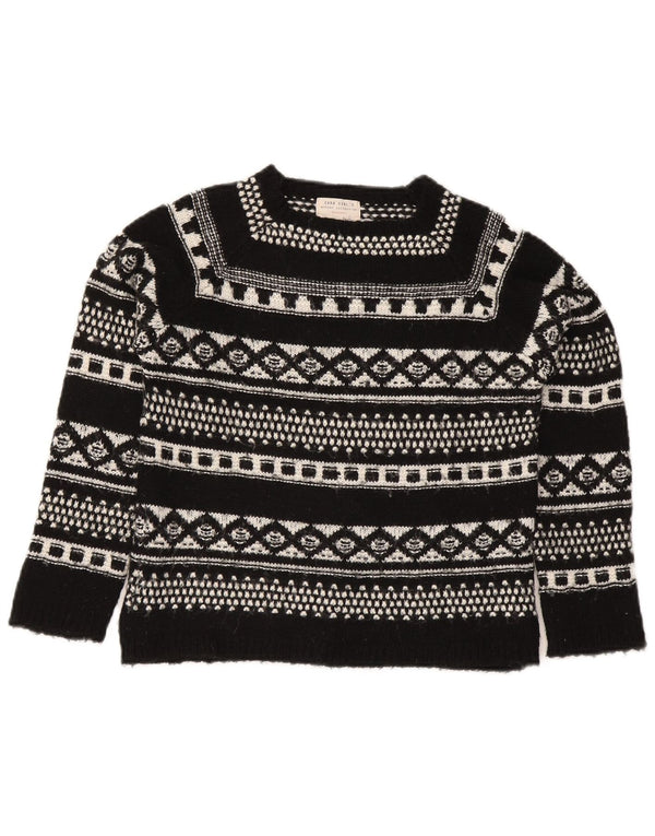 Zara Jersey Niñas Cuello Barco 11-12 Años Negro Fair Isle