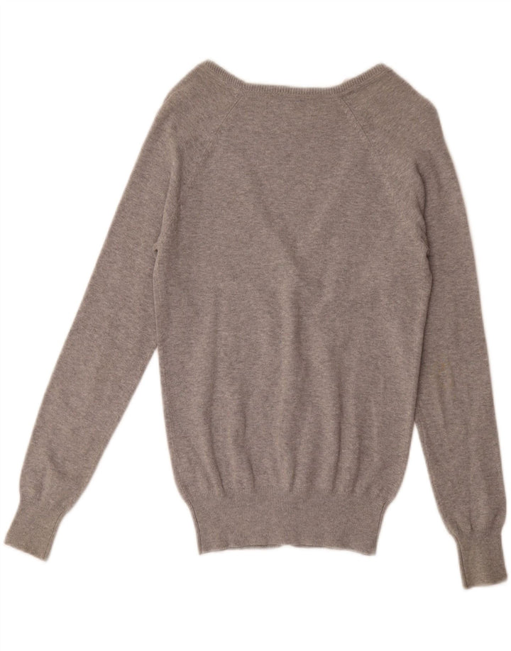 Zara Mujer Cárdigan Suéter UK 10 Small Gris Algodón