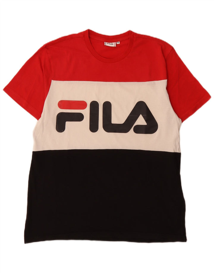 Fila Camiseta gráfica para hombre Top mediano de algodón con bloques de color multicolor