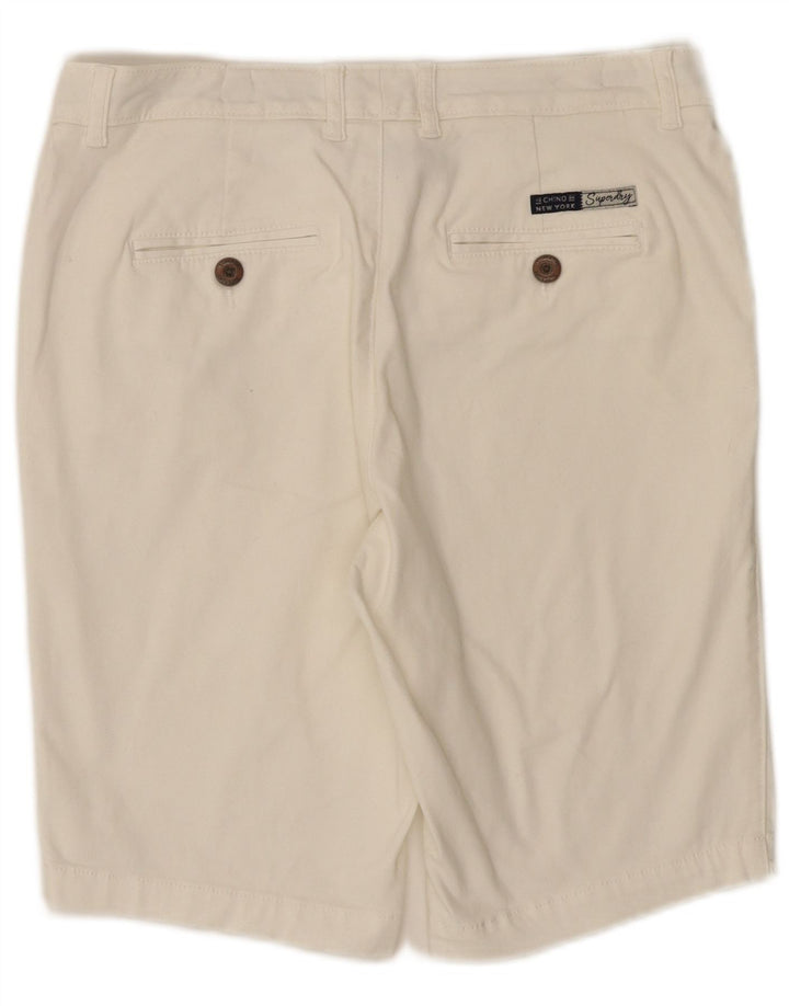 Superdry Pantalones cortos chinos regulares para mujer UK 10 Small W30 Blanco