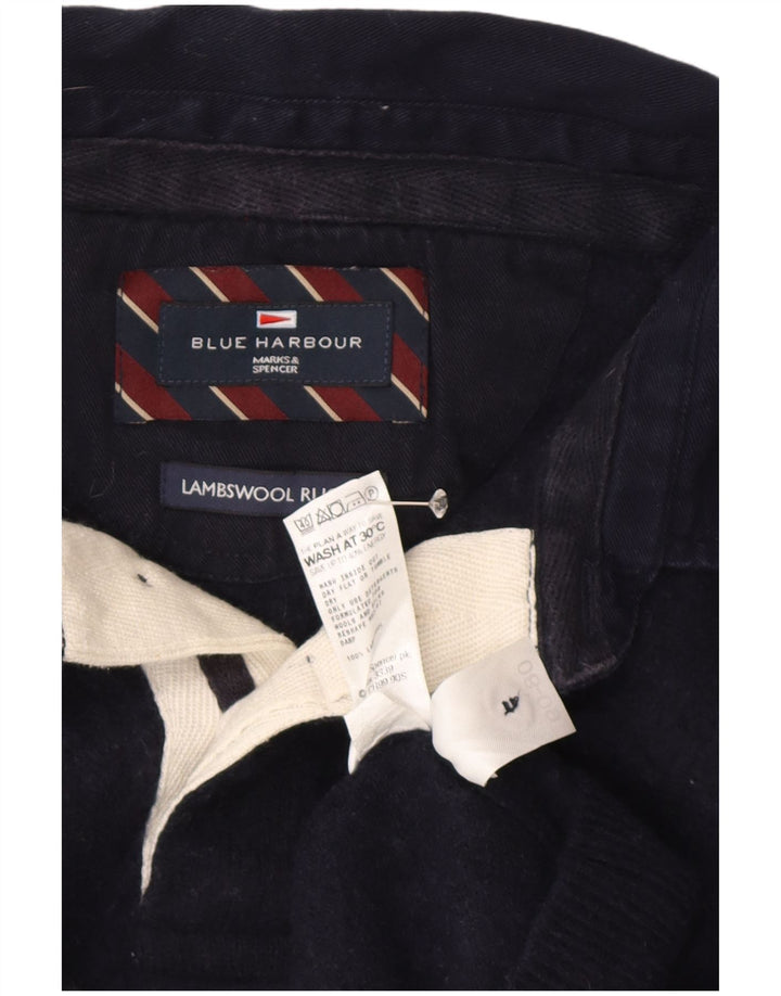 Marks & Spencer Jersey azul marino con cuello tipo polo para hombre, talla grande, color azul marino