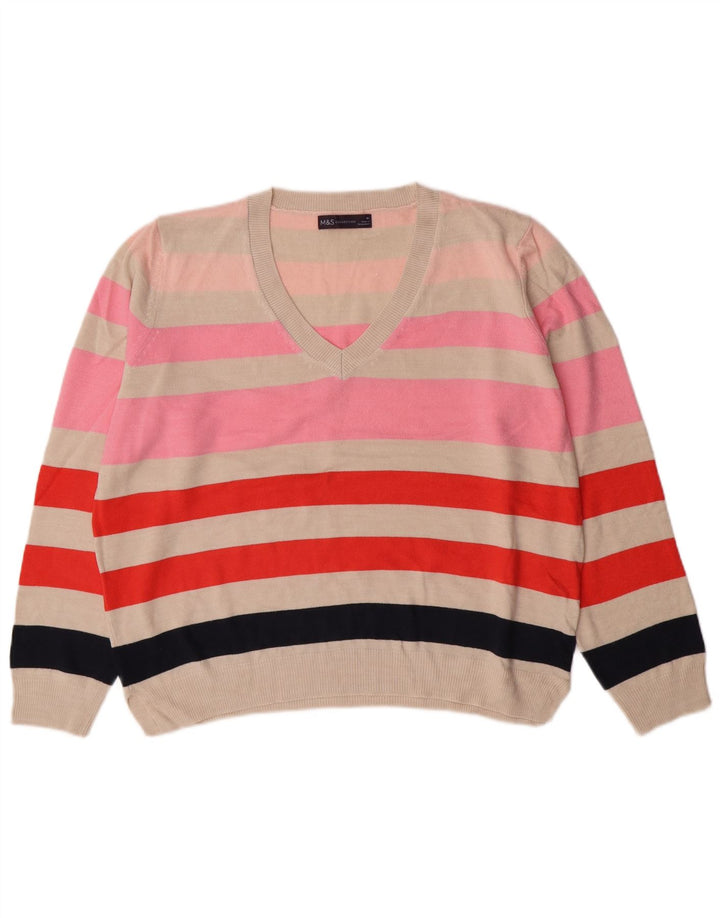 MARKS & SPENCER Suéter tipo jersey con cuello en V para mujer UK 40 Mediano Multicolor