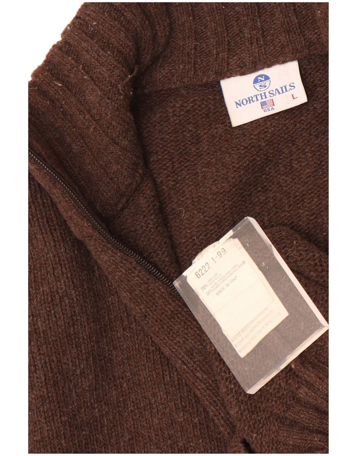 North Sails Jersey De Cuello Con Cremallera Para Hombre De Lana Marrón Grande