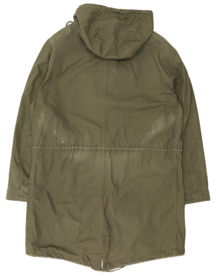 Zara Mens Chaqueta Parka Con Capucha Reino Unido 40 Grande Caqui