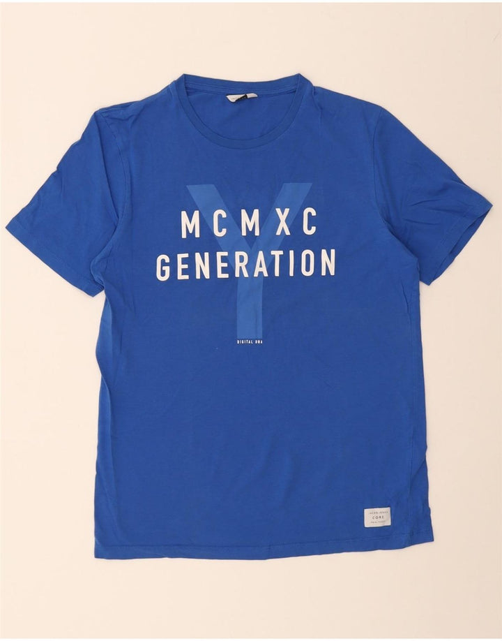 JACK & JONES Mens Graphic T-Shirt Top Large Blue Cotton Vintage Jack & Jones and Second-Hand Jack & Jones from Messina Hembry 