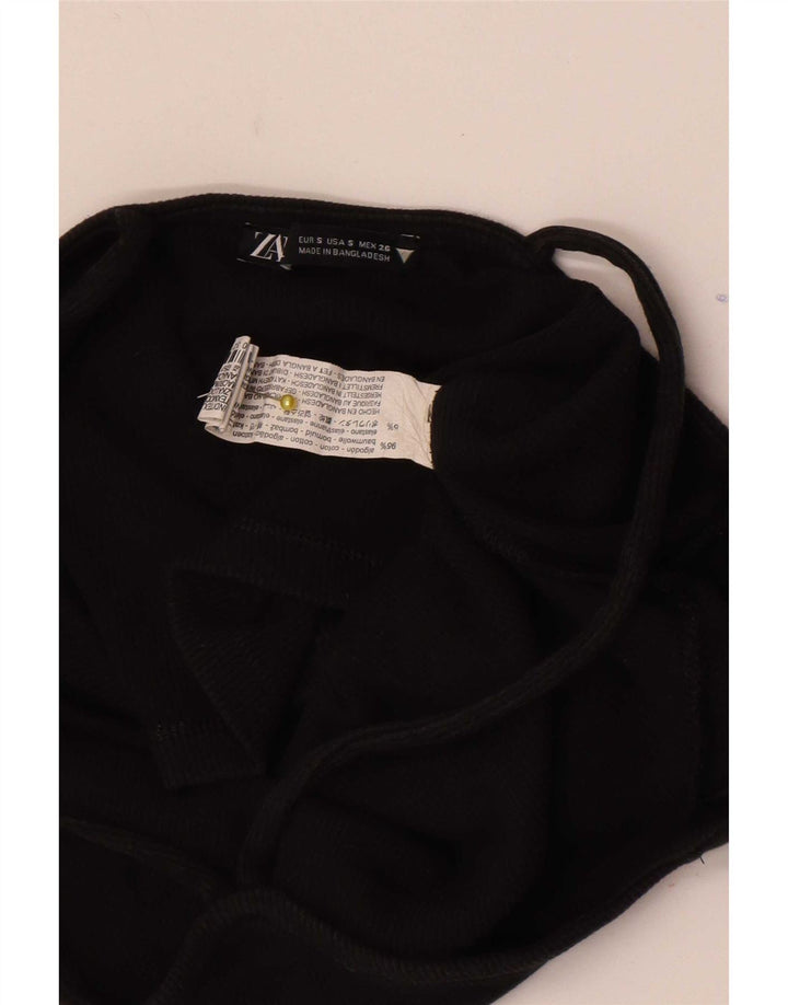 Zara Top corto con hombros descubiertos para mujer Reino Unido 8 Pequeño Algodón negro