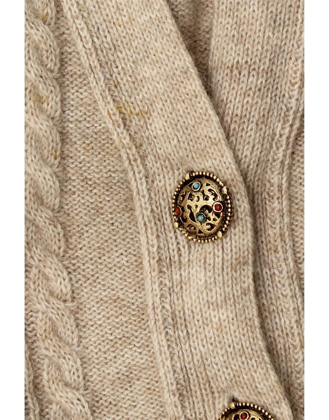 Vintage mujer oversized Cardigan suéter Reino Unido 14 lana beige media