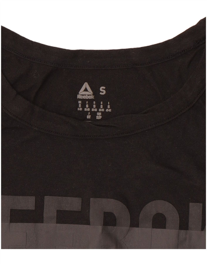 Reebok Camiseta sin mangas gráfica para mujer UK 8/10 Small Black