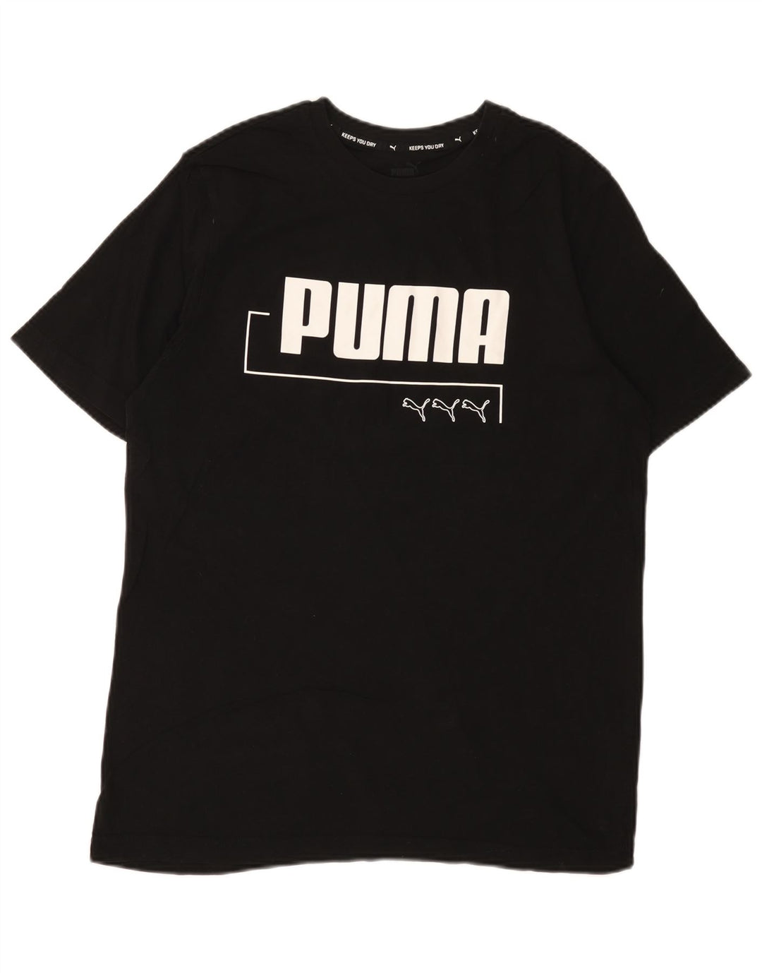 Puma Camiseta gráfica para hombre Top Medium Black Cotton