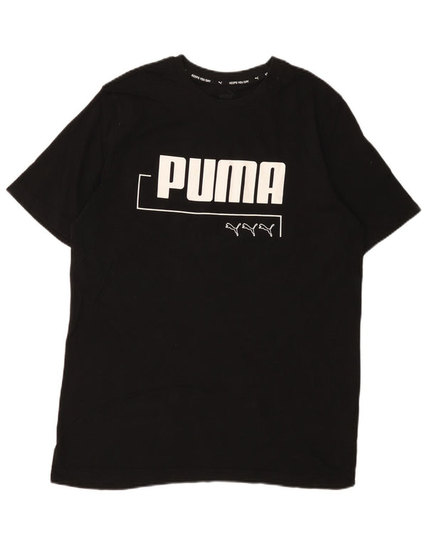 Puma Camiseta gráfica para hombre Top Medium Black Cotton