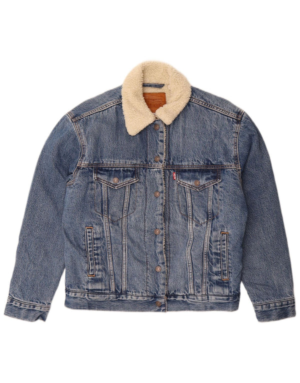 Levi's Chaqueta Sherpa Vaquera Extragrande para Mujer UK 10 Small Algodón Azul