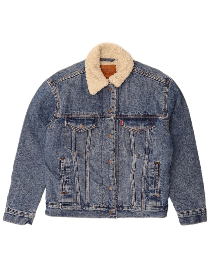 Levi's Chaqueta Sherpa Vaquera Extragrande para Mujer UK 10 Small Algodón Azul
