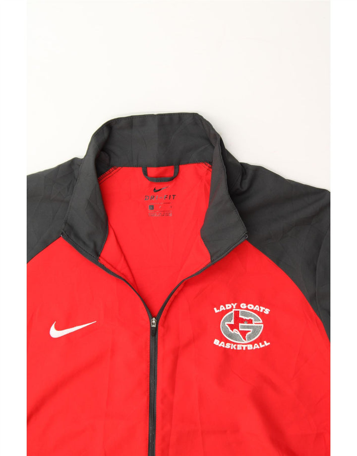 NIKE Mens Dri Fit Tracksuit Top Jacket Large Red Colourblock Polyester Vintage Nike and Second-Hand Nike from Messina Hembry 