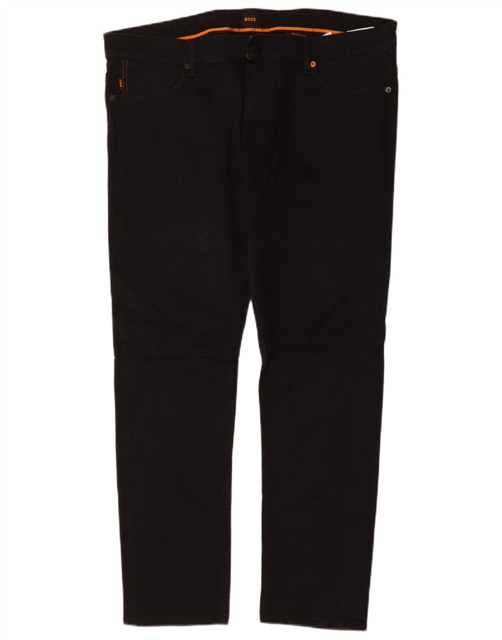 HUGO BOSS Pantalones informales de corte slim Delaware para hombre W36 L30 Algodón negro
