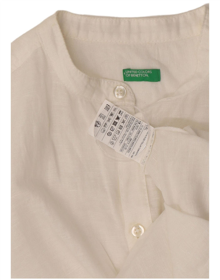 Benetton Camisa Manga Corta Niño 11-12 Años 2XL Lino Blanco