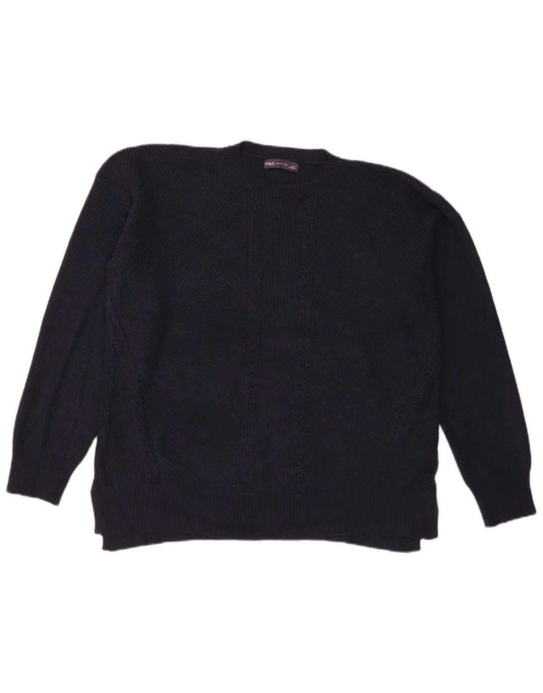 Marks & Spencer - Jersey de cuello redondo para hombre, talla grande, viscosa, color azul marino