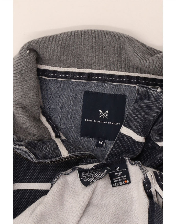 CREW CLOTHING Sudadera con Cuello y Cremallera para Hombre Jersey Mediano Azul Marino a Rayas