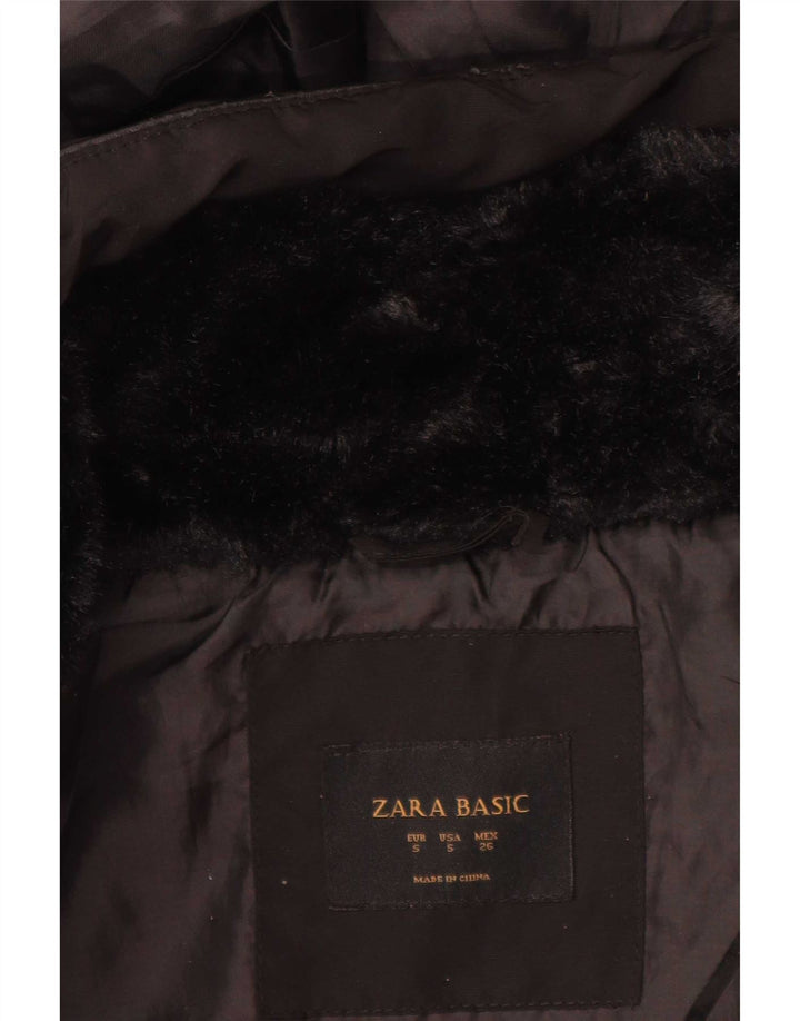 Zara Mujer Chaqueta Acolchada Con Capucha UK 10 Small Black