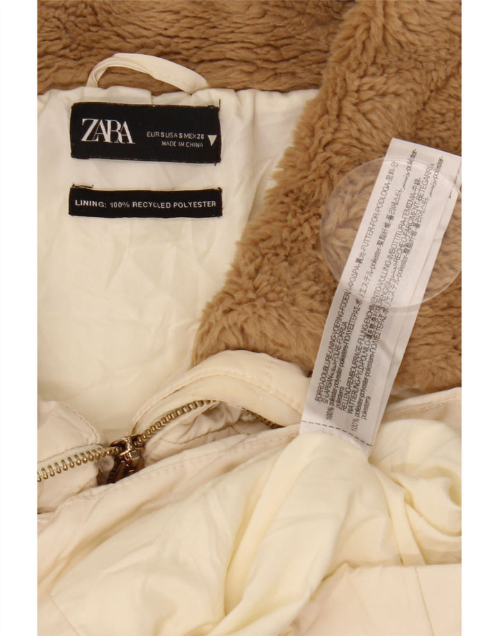 Zara Mujer Chaqueta Acolchada Extragrande UK 10 Small Poliéster Blanco