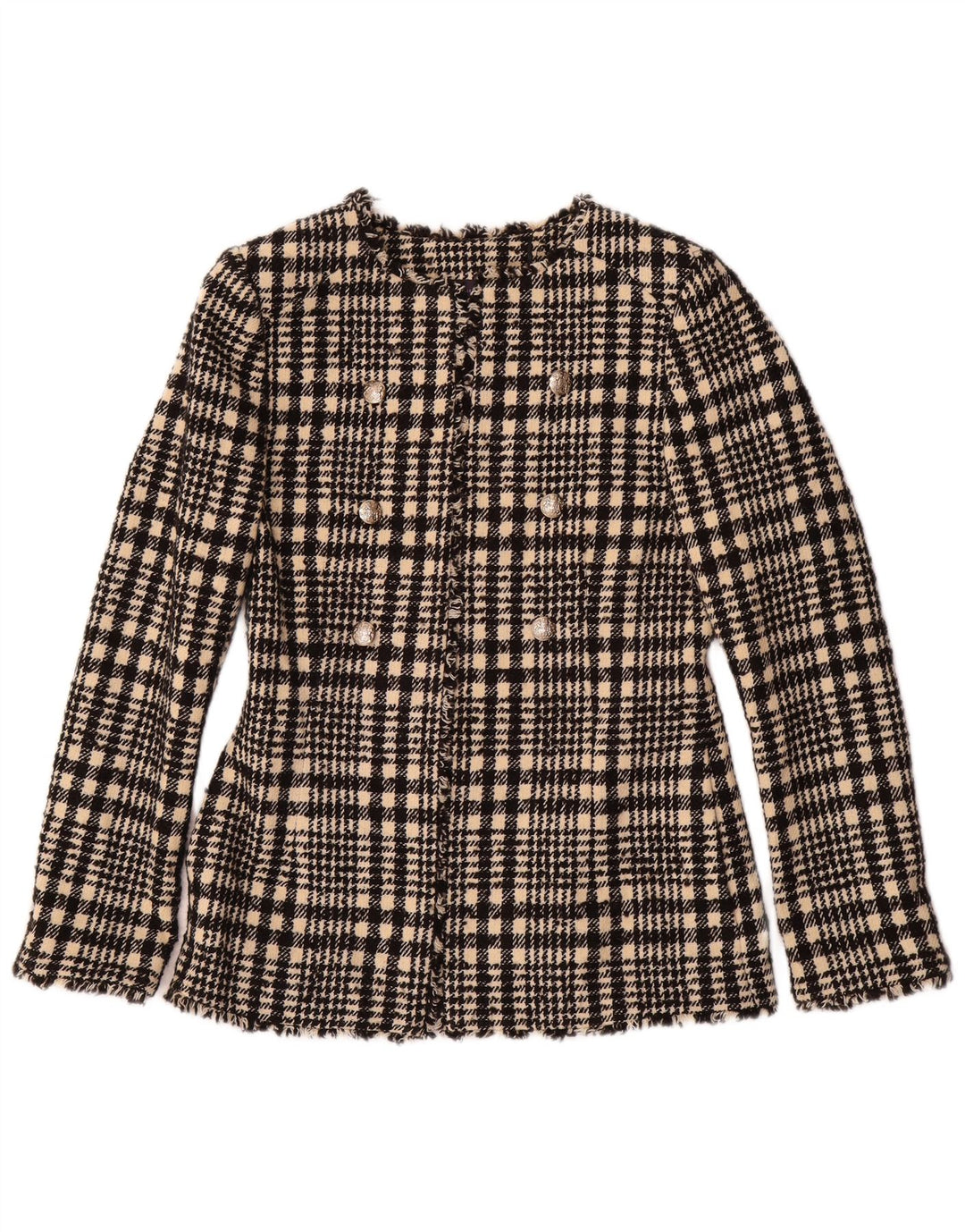 Marks & Spencer Chaqueta Blazer para Mujer UK 6 XS Poliéster a Cuadros Negro