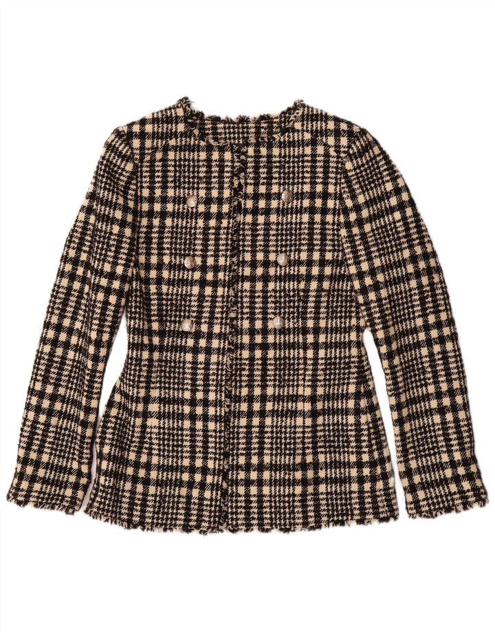 Marks & Spencer Chaqueta Blazer para Mujer UK 6 XS Poliéster a Cuadros Negro