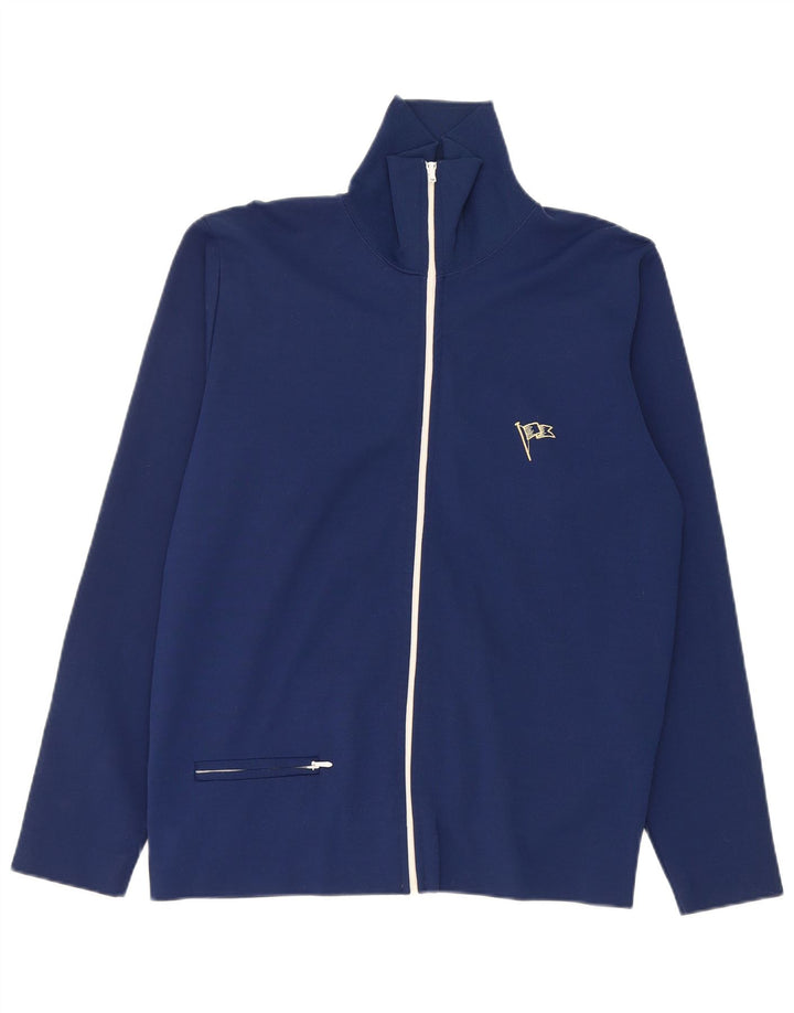Vintage hombres chándal top chaqueta medio azul marino