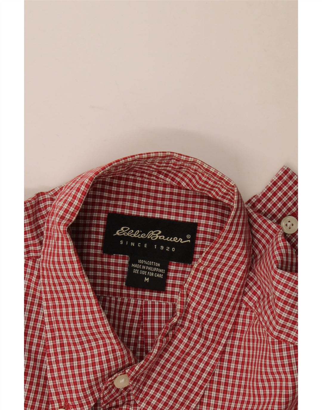 Camisa Eddie Bauer Hombre Mediana Cuadros Rojos Algodón