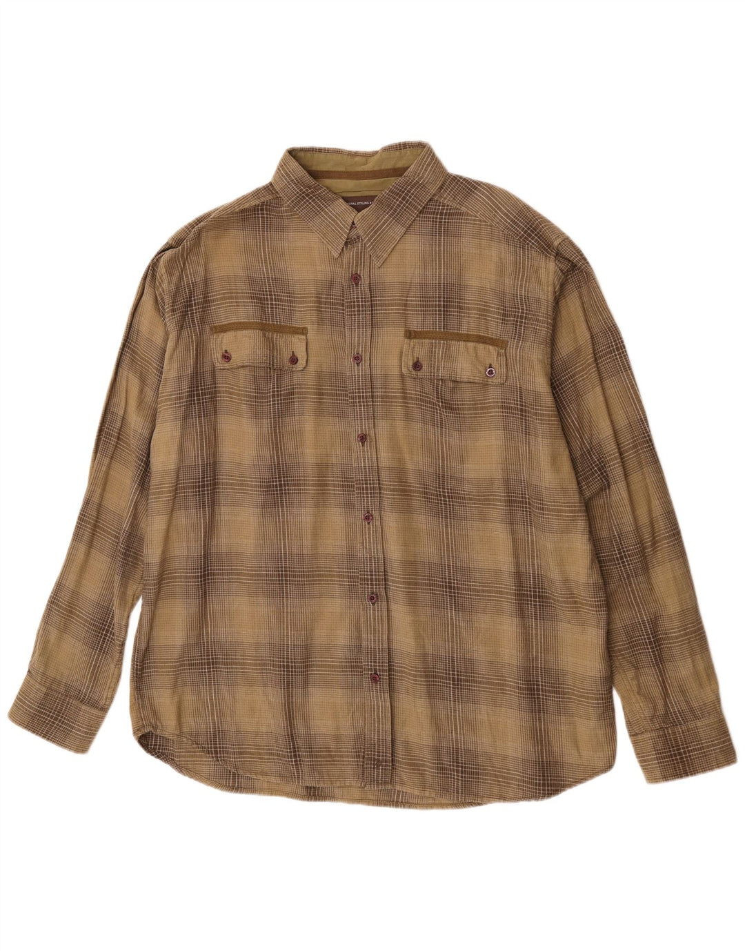 Wrangler Camisa De Franela Hombre 2XL Algodón A Cuadros Caqui