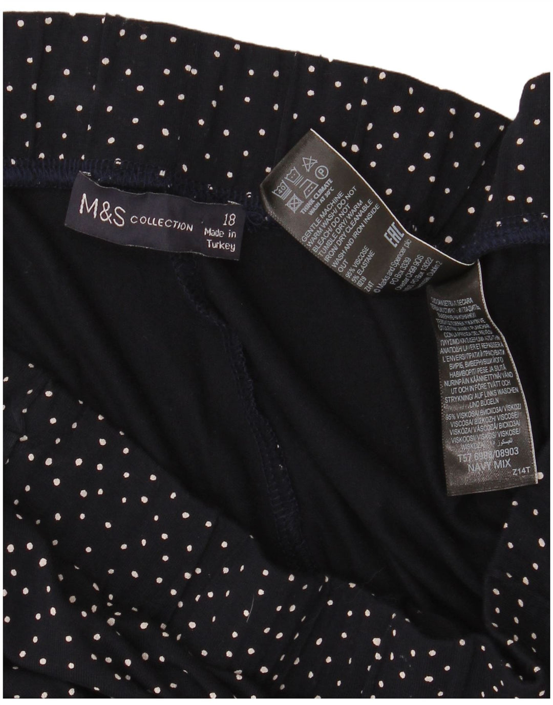 Marks & Spencer Leggings para mujer UK 40 XL Viscosa de lunares azul marino
