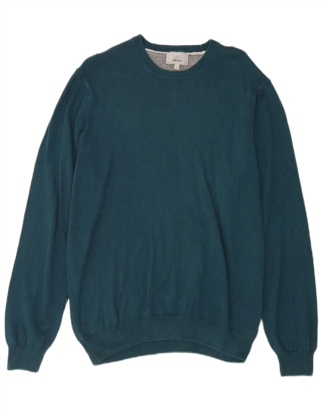 Marks & Spencer Jersey Regular Fit con Cuello Redondo para Hombre Algodón Azul Grande