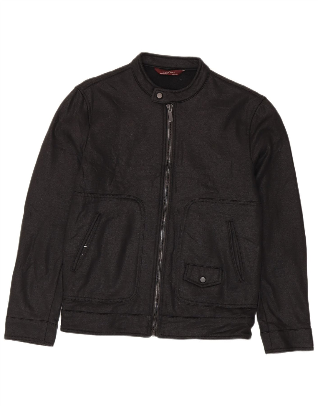 Zara Mens Bomber Jacket UK 38 Medium Negro Poliéster