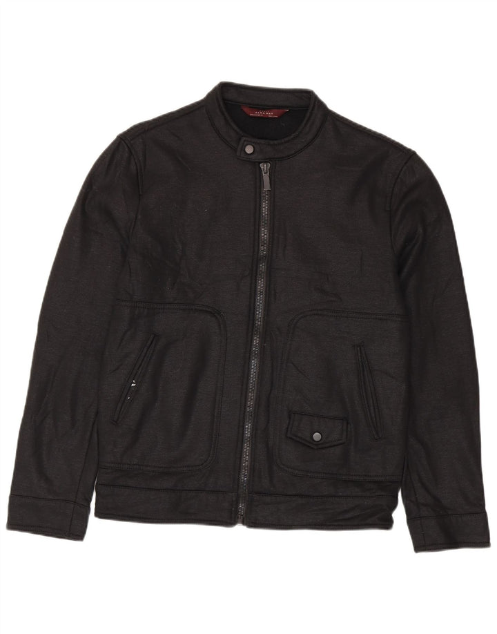 Zara Mens Bomber Jacket UK 38 Medium Negro Poliéster