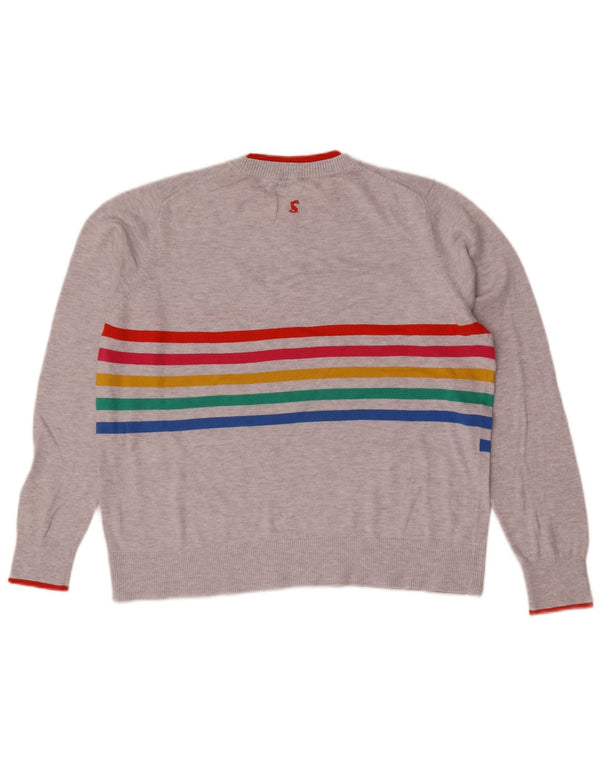 Joules Suéter de cuello redondo para mujer UK 46 Grande Gris Algodón a rayas