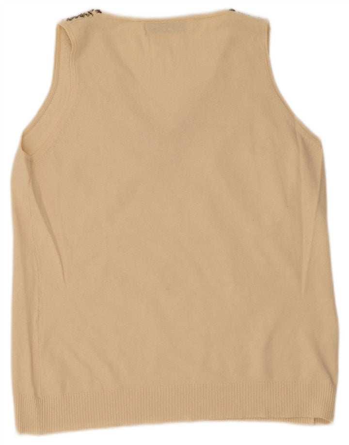 Zara Mujer Chaleco Top Reino Unido 44 Grande Beige Ramio