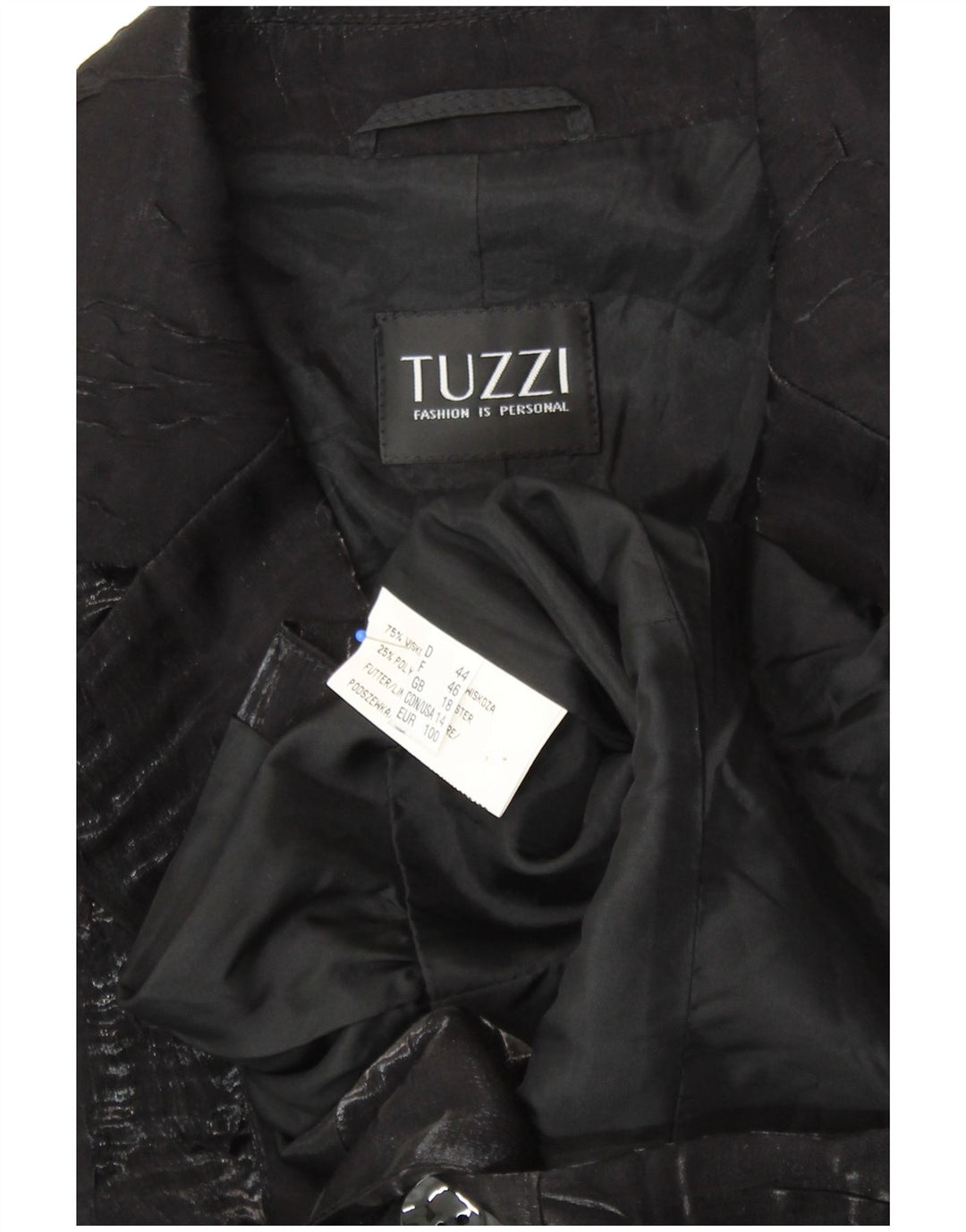 TUZZI Chaqueta Blazer de 2 Botones y Manga 3/4 para Mujer UK 40 XL Viscosa Negra