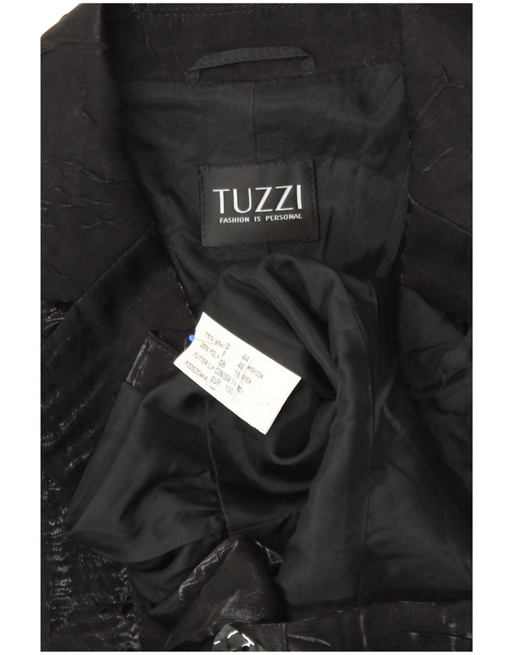 TUZZI Chaqueta Blazer de 2 Botones y Manga 3/4 para Mujer UK 40 XL Viscosa Negra