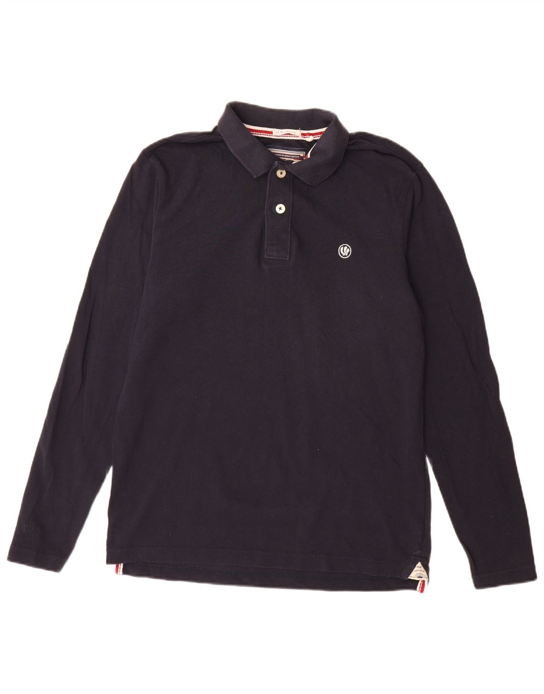 Polo de hombre Fat Face de manga larga de algodón azul marino medio