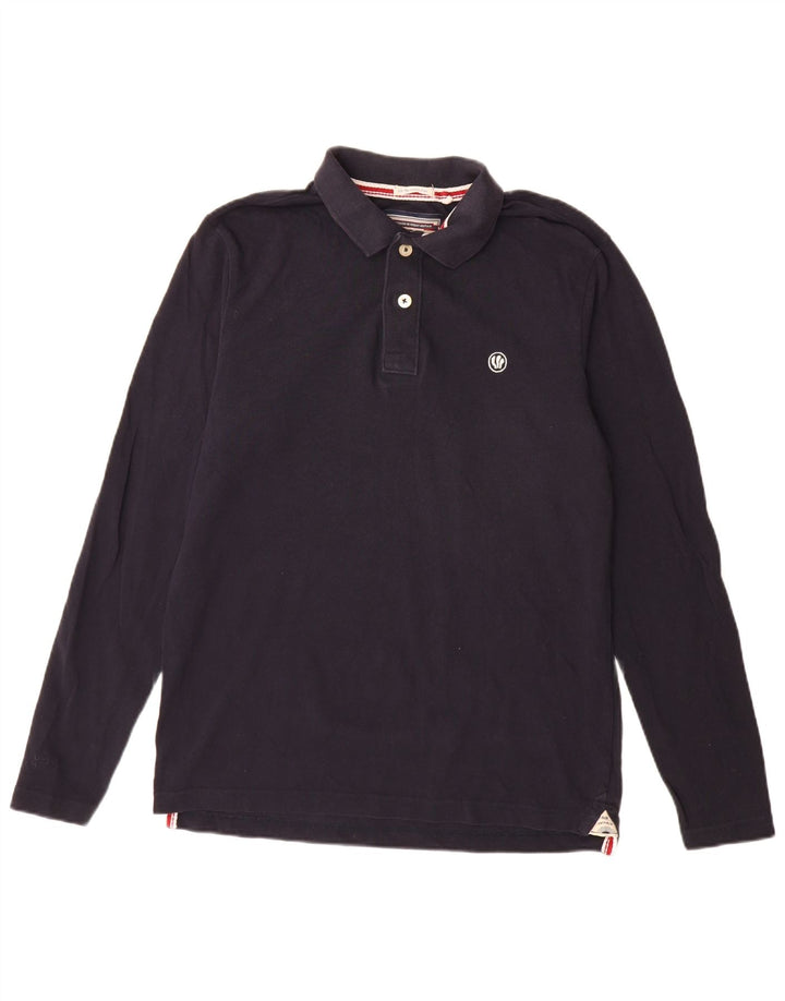 Polo de hombre Fat Face de manga larga de algodón azul marino medio