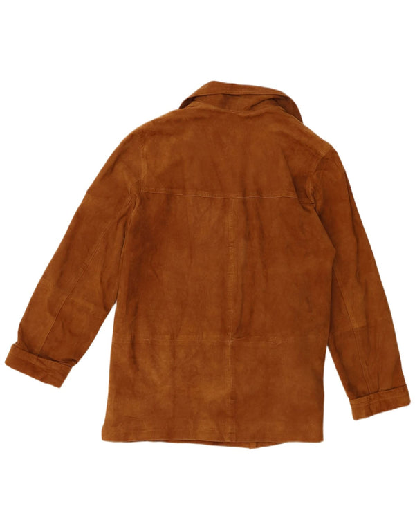 Vintage mujer suelta ajuste gamuza chaqueta IT 46 cuero marrón grande