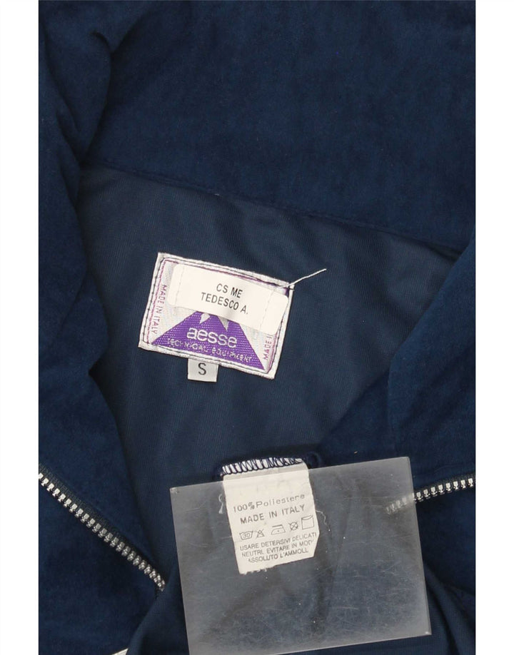 Aesse Hombre Suelto Jersey Chándal Top Pequeño Azul Marino Geométrico