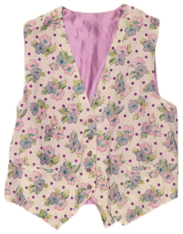 Vintage mujer chaleco Reino Unido 16 grande púrpura floral