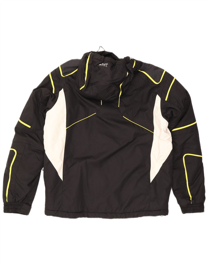 AST Chaqueta de esquí con capucha para hombre UK 44 2XL Poliamida negra con bloques de color