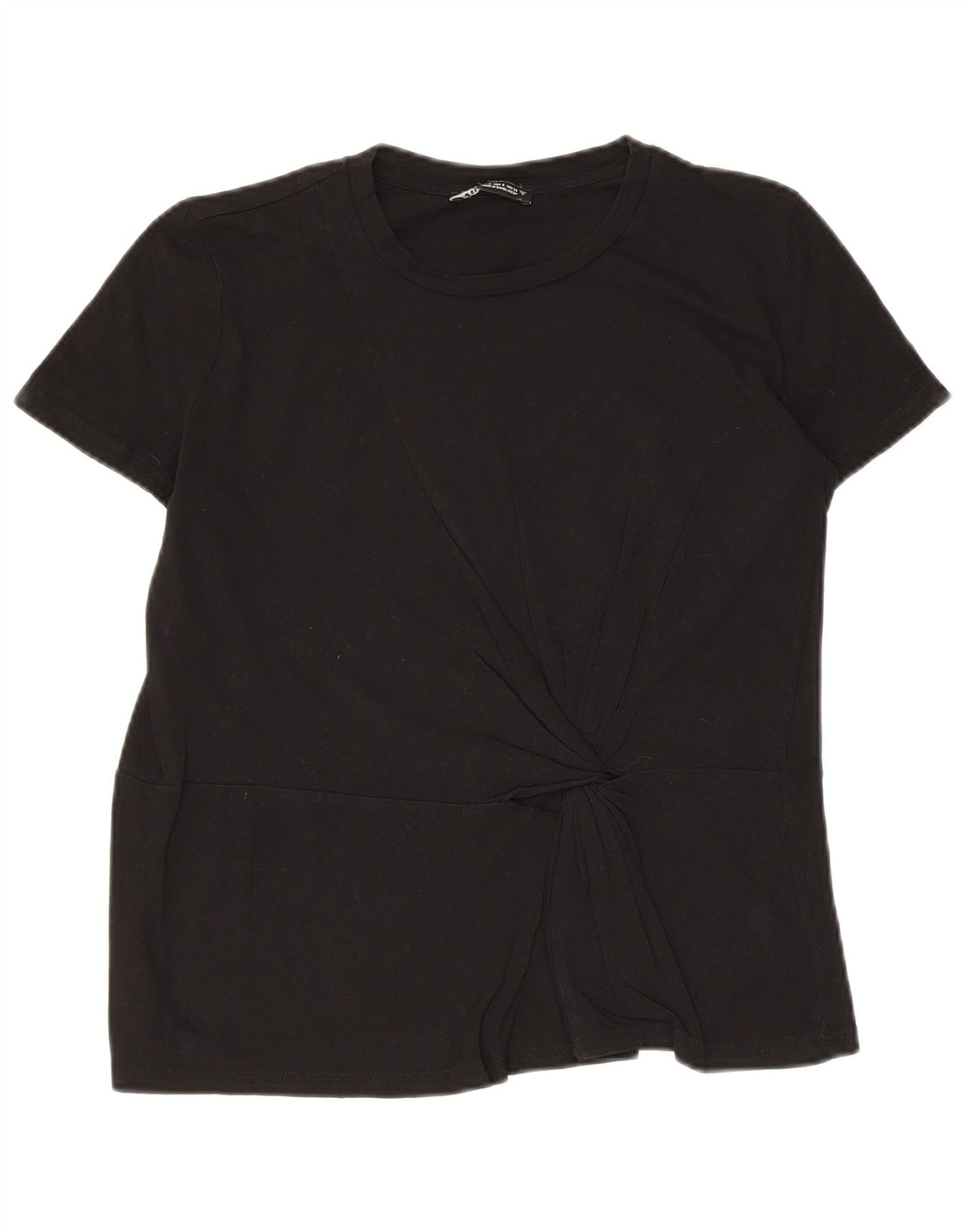 Zara Mujer Blusa Top Reino Unido 10 Pequeño Algodón Negro