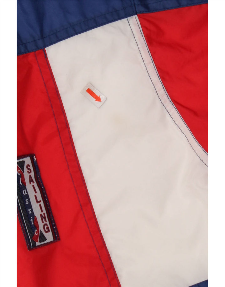 MARCEL CLAIR Chaqueta impermeable con capucha para hombre UK 40 Large Blue Colourblock