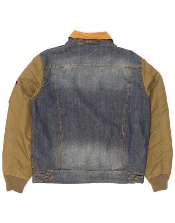 Alcott Chaqueta de aviador de vuelo vaquera para hombre UK 40 Large Azul Colorblock Algodón