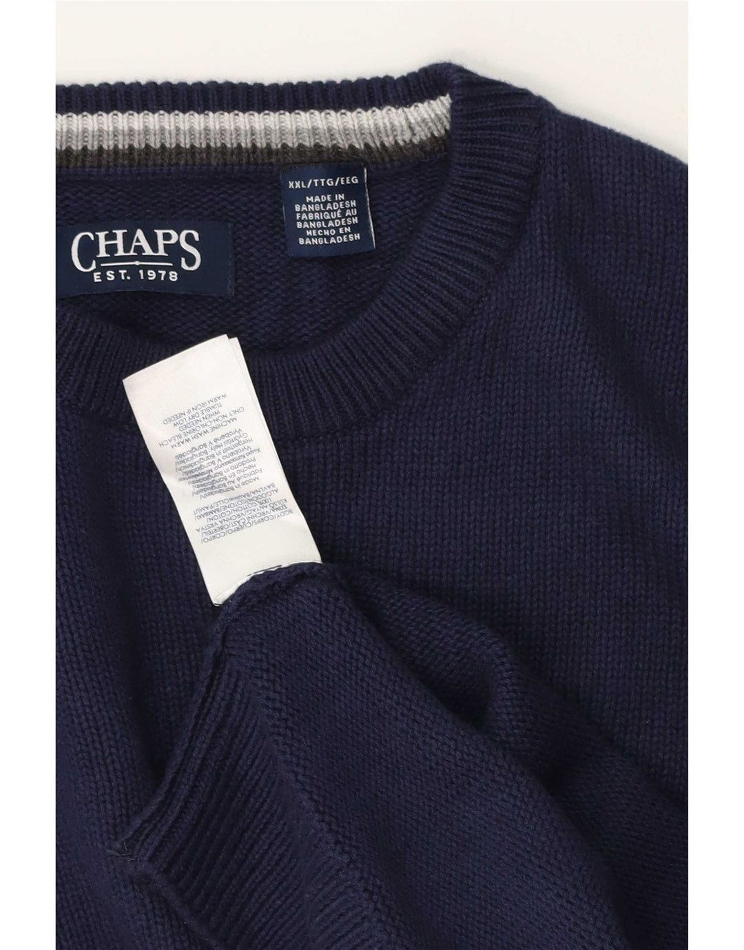 Chaps Suéter de cuello redondo para hombre, ajuste regular, 2XL, azul marino, clásico