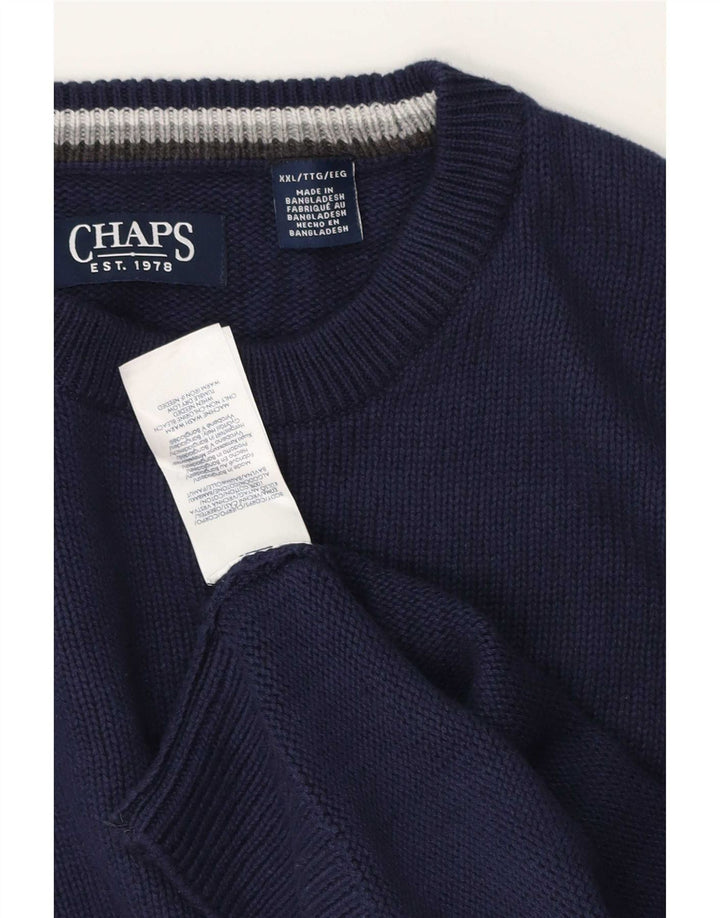 Chaps Suéter de cuello redondo para hombre, ajuste regular, 2XL, azul marino, clásico