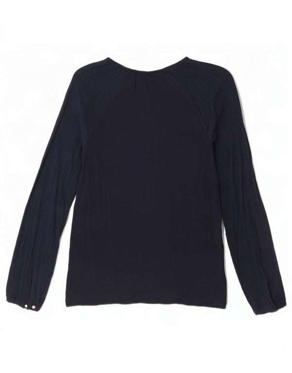 Tommy Hilfiger Top de mujer de manga larga US 6 mediano azul marino viscosa